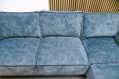Refurbished Hoekbank Velvet Blauw