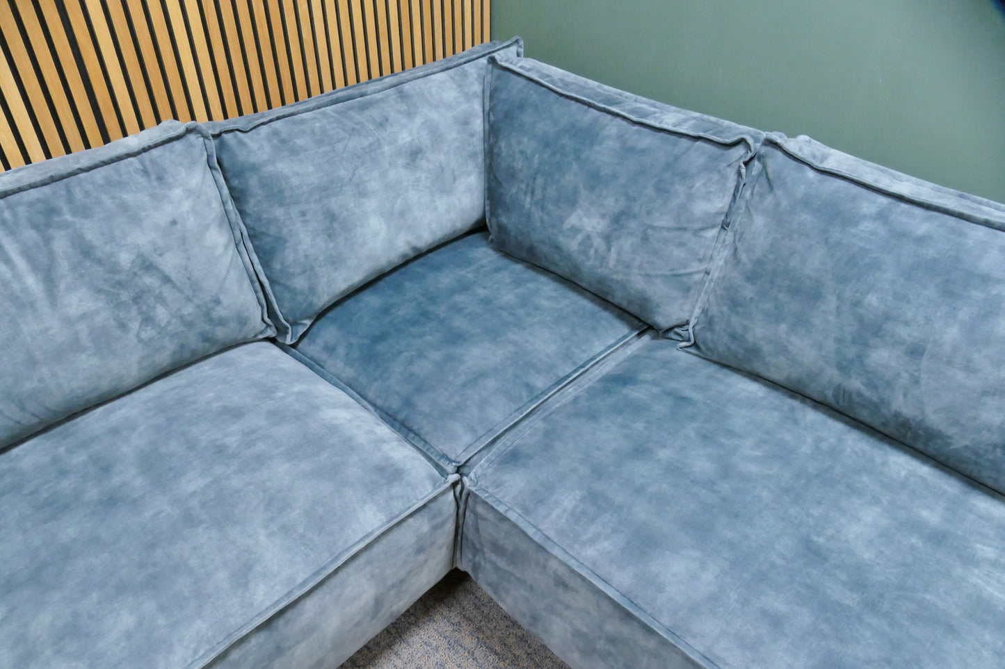 Refurbished Hoekbank Velvet Blauw