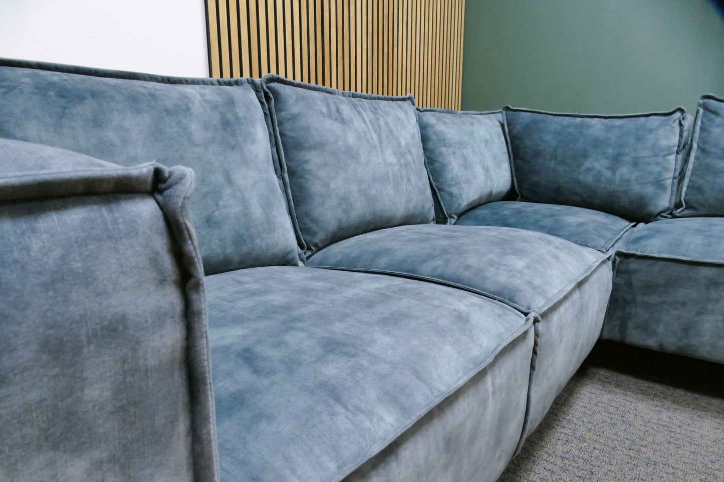 Refurbished Hoekbank Velvet Blauw