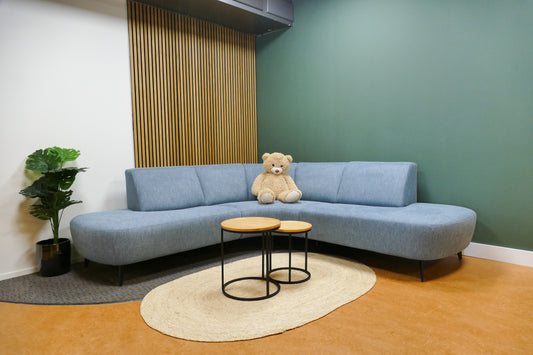 Refurbished Organische Hoekbank Lichtblauw