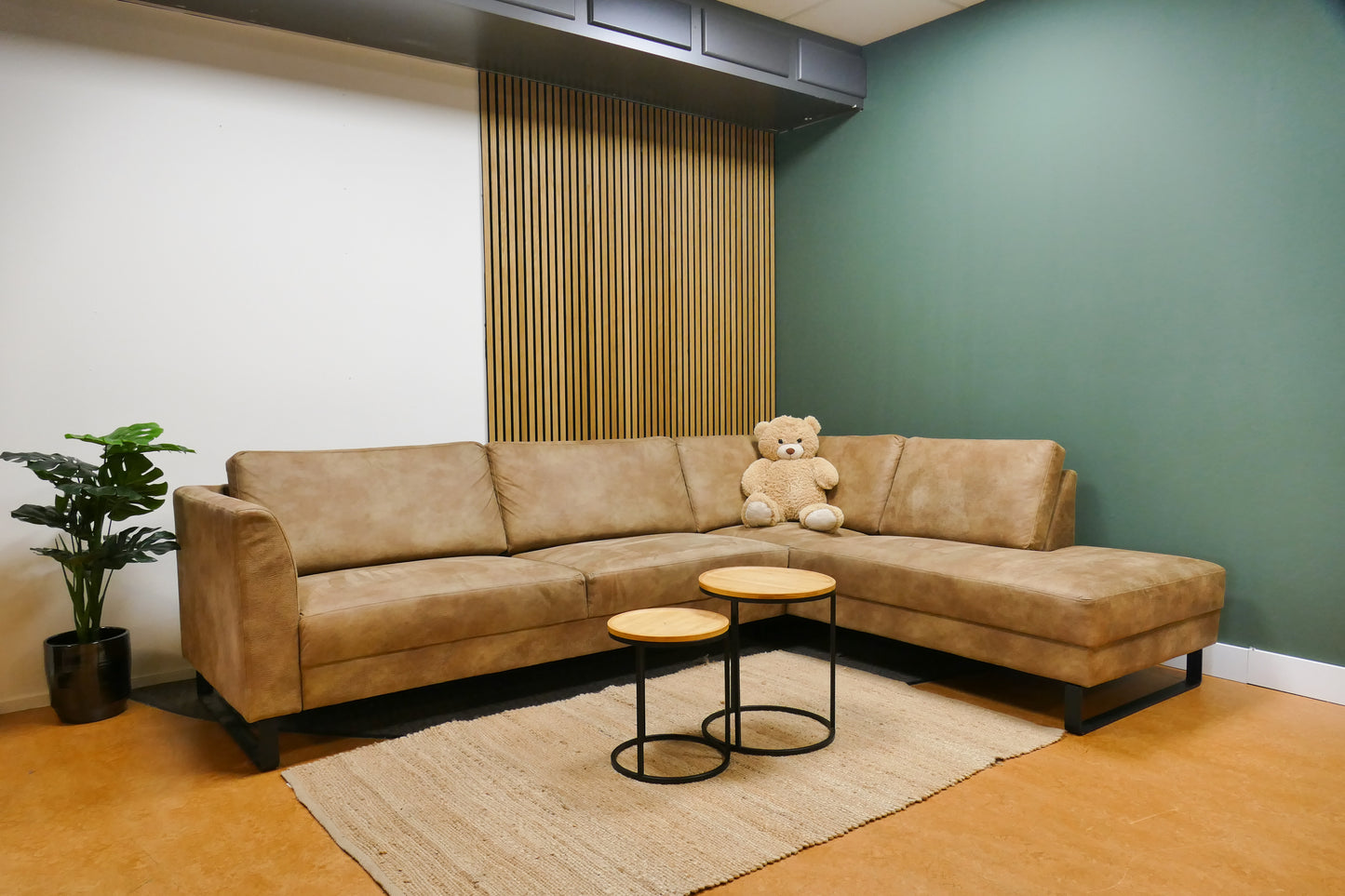 Refurbished Moderne Hoekbank Cognac / Camel Microvezel