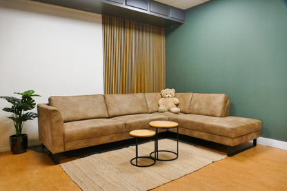 Refurbished Moderne Hoekbank Cognac / Camel Microvezel