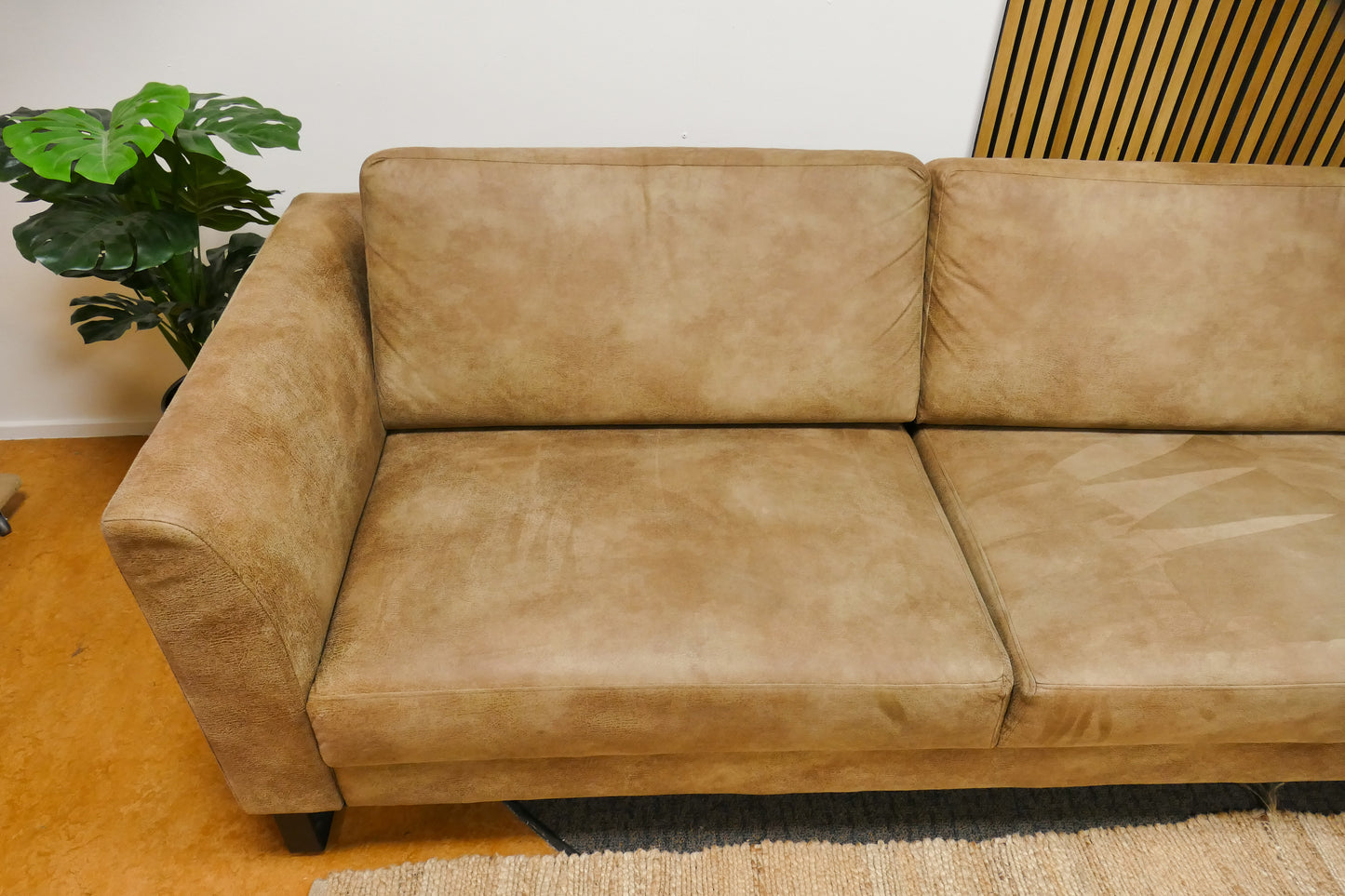 Refurbished Moderne Hoekbank Cognac / Camel Microvezel