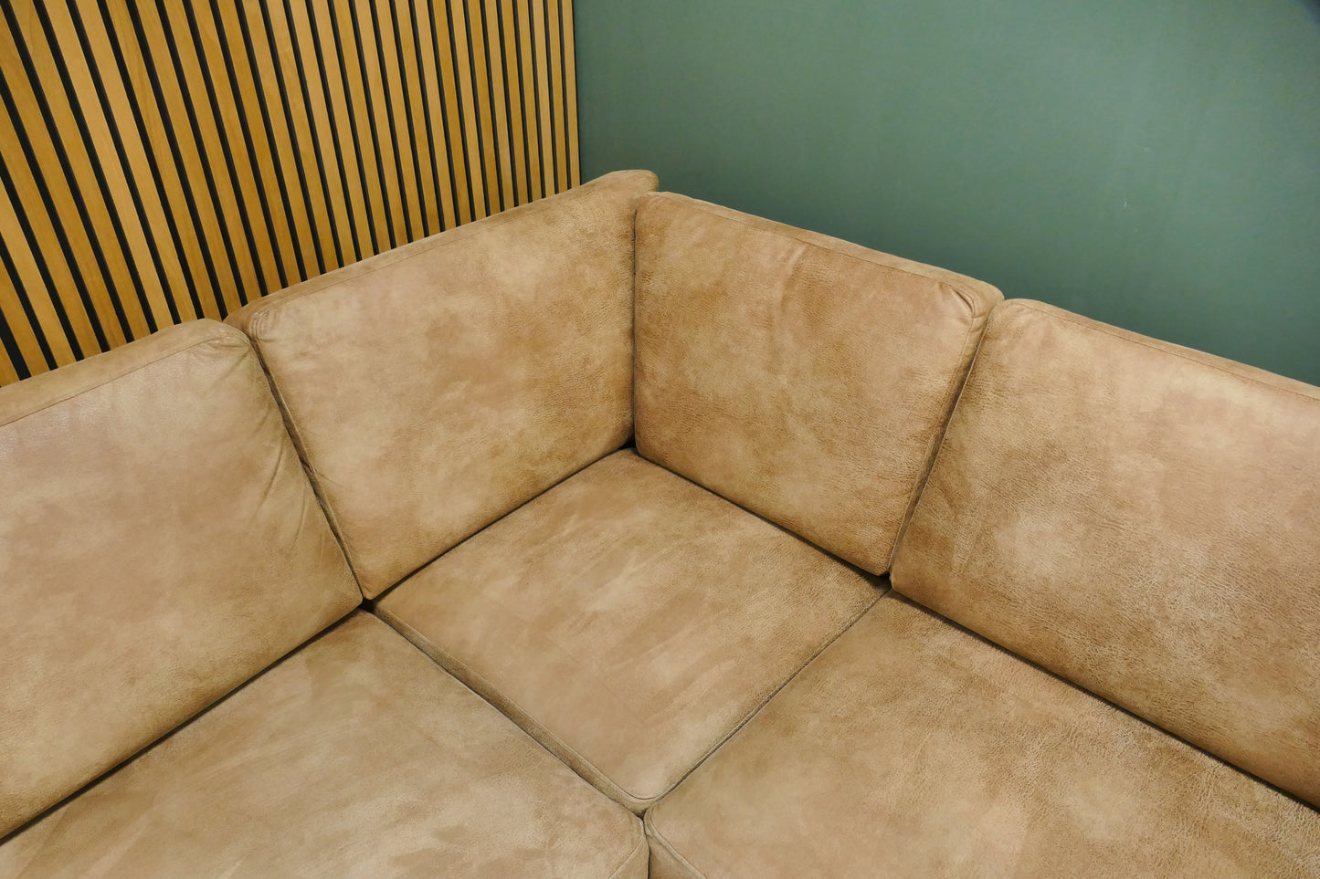 Refurbished Moderne Hoekbank Cognac / Camel Microvezel