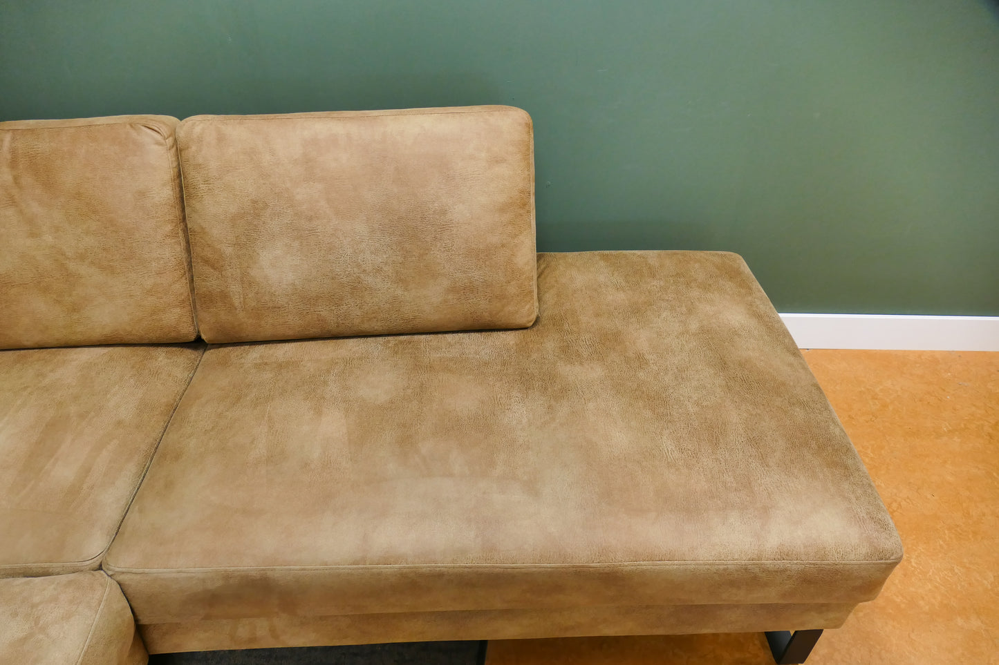 Refurbished Moderne Hoekbank Cognac / Camel Microvezel