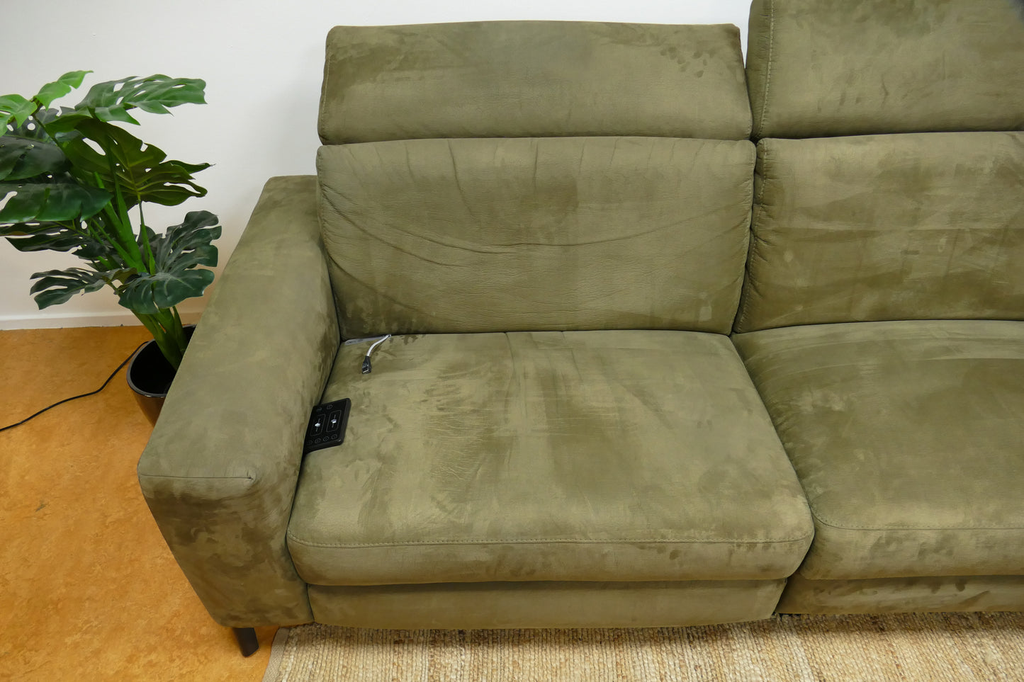 Refurbished hoekbank microvezel groen elektrisch