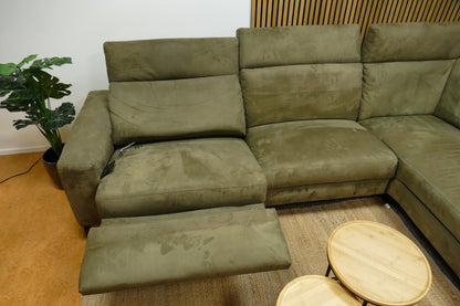Refurbished hoekbank microvezel groen elektrisch