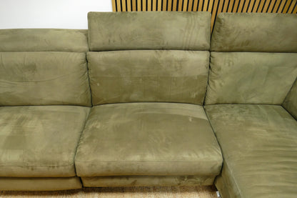 Refurbished hoekbank microvezel groen elektrisch