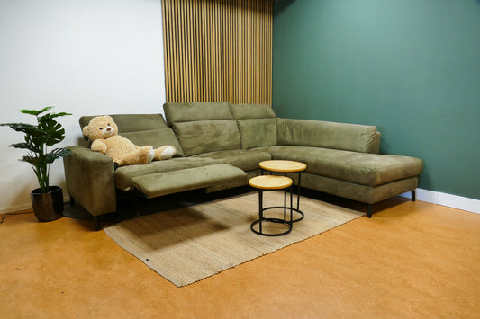 Refurbished hoekbank microvezel groen elektrisch