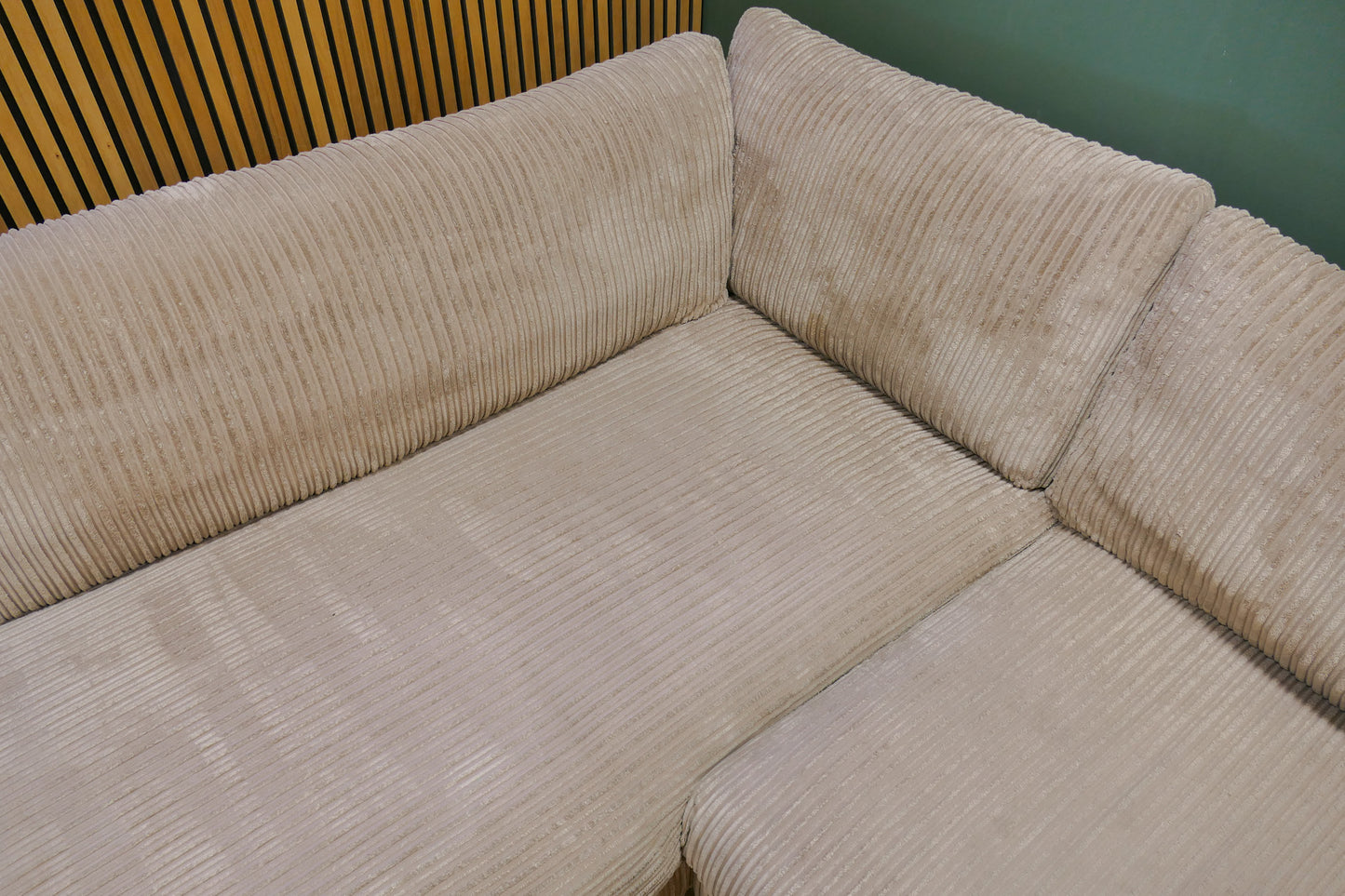 Refurbished Hoekbank Ribstof Beige/Bruin