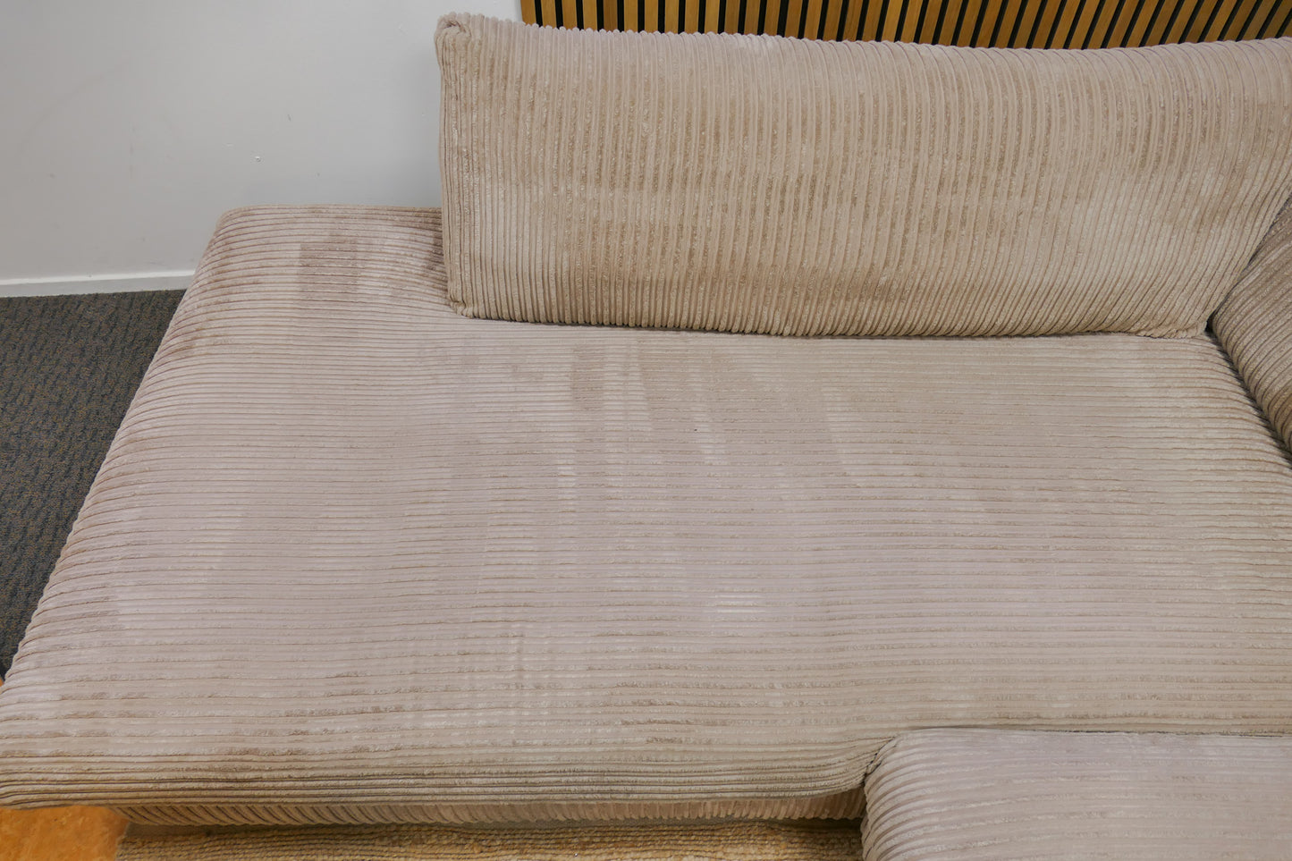 Refurbished Hoekbank Ribstof Beige/Bruin