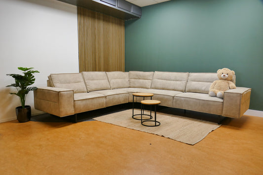 Refrubished Grote Hoekbank Sissi Microvezel Beige