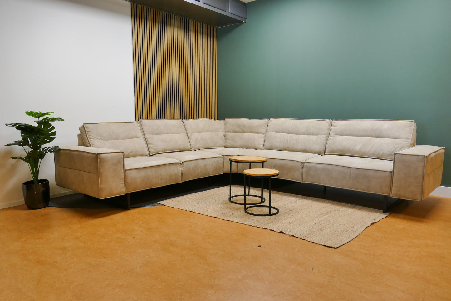 Refrubished Grote Hoekbank Sissi Microvezel Beige