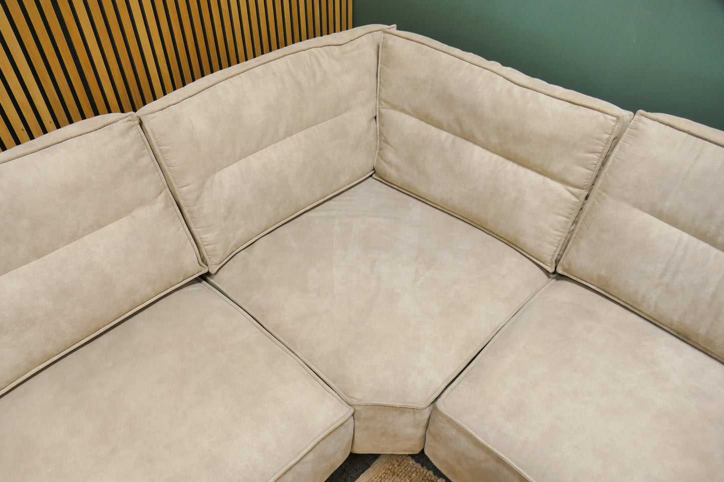 Refrubished Grote Hoekbank Sissi Microvezel Beige