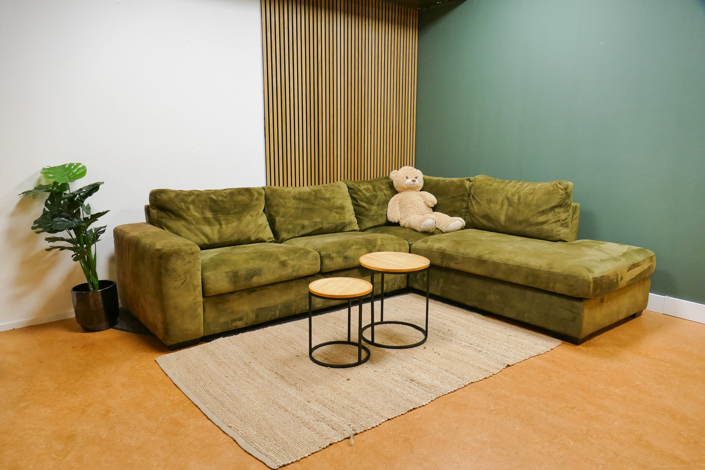Refrubished Hoekbank Lounge Velvet Groen