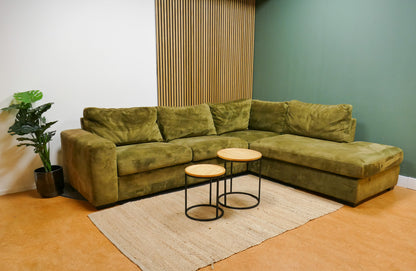 Refrubished Hoekbank Lounge Velvet Groen