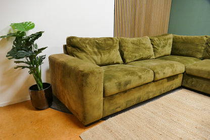 Refrubished Hoekbank Lounge Velvet Groen