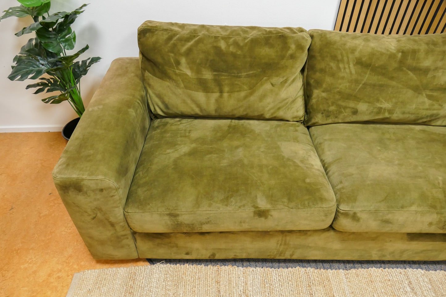 Refrubished Hoekbank Lounge Velvet Groen