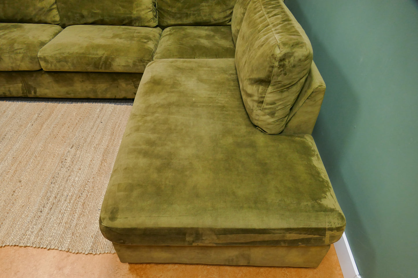 Refrubished Hoekbank Lounge Velvet Groen
