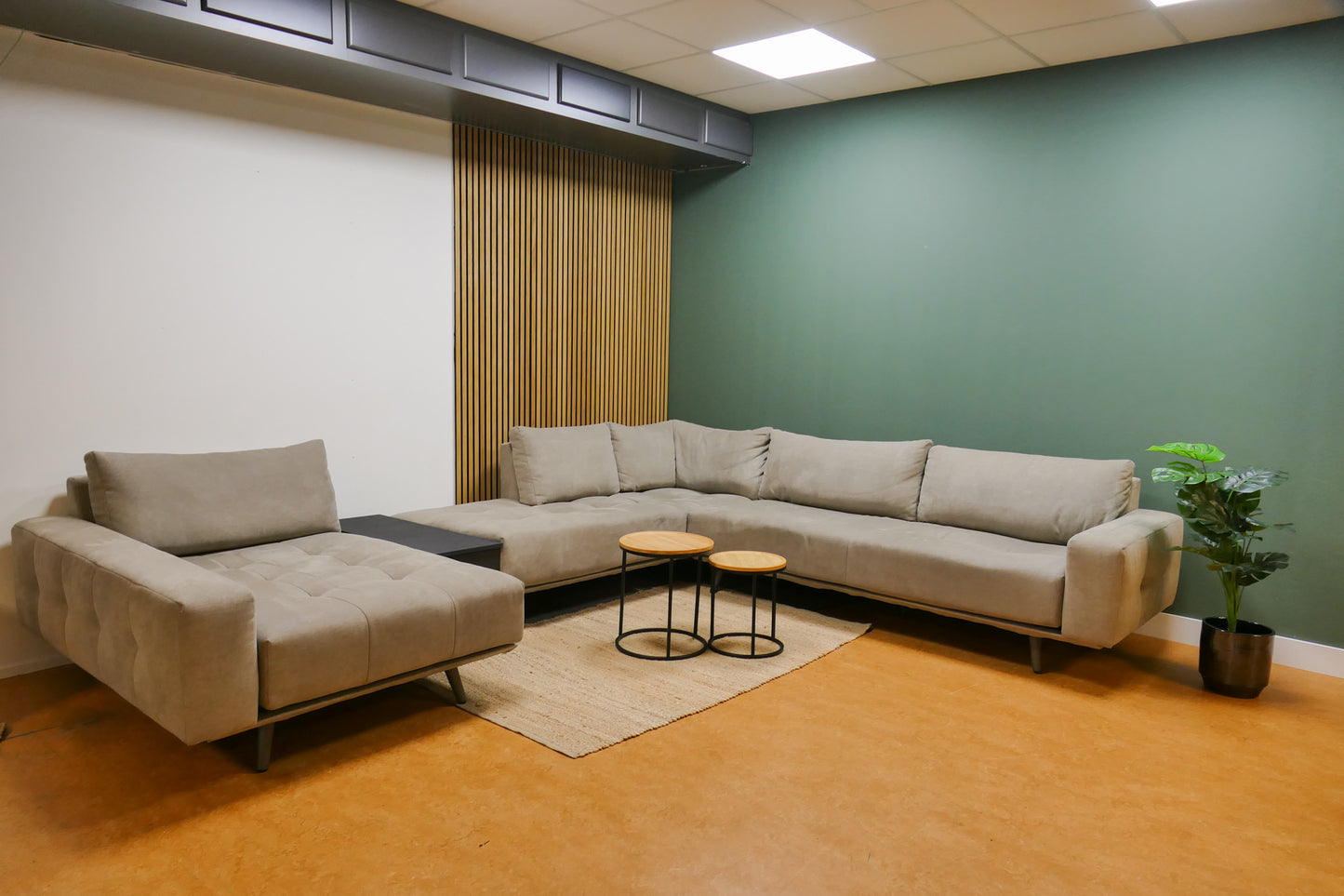 Refurbished Passe Partout U-bank Taupe met Opbergbox/Tafel