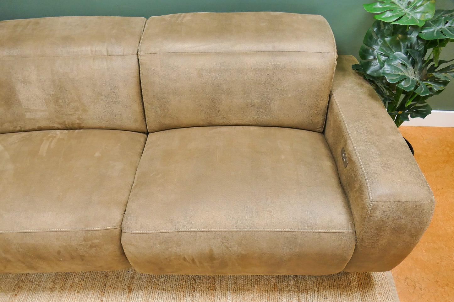 Refurbished Chaise Longue Elektrisch Verstelbaar Microvezel Bruin