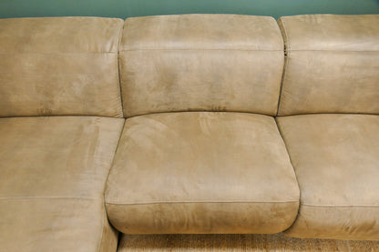 Refurbished Chaise Longue Elektrisch Verstelbaar Microvezel Bruin