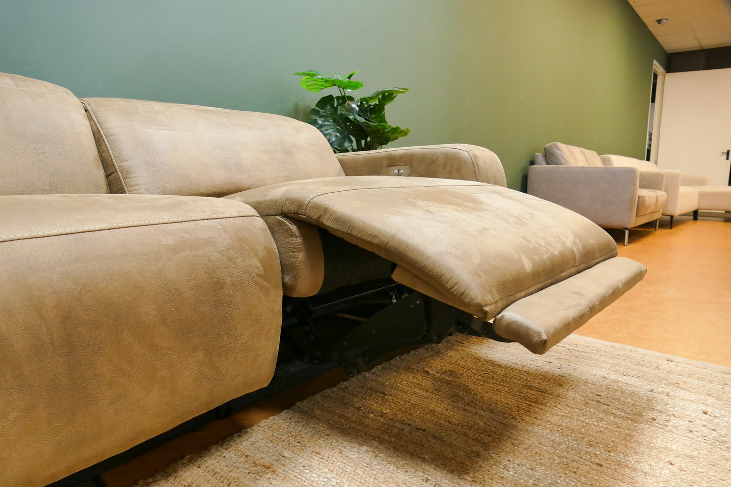 Refurbished Chaise Longue Elektrisch Verstelbaar Microvezel Bruin