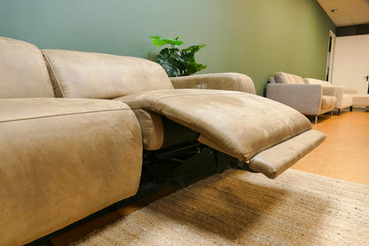 Refurbished Chaise Longue Elektrisch Verstelbaar Microvezel Bruin