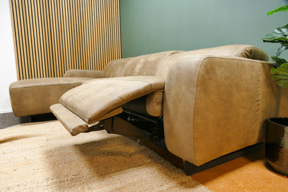 Refurbished Chaise Longue Elektrisch Verstelbaar Microvezel Bruin
