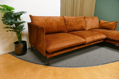 Refurbished Chaise Longue Red Velvet Fleximeubel
