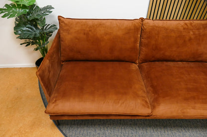 Refurbished Chaise Longue Red Velvet Fleximeubel