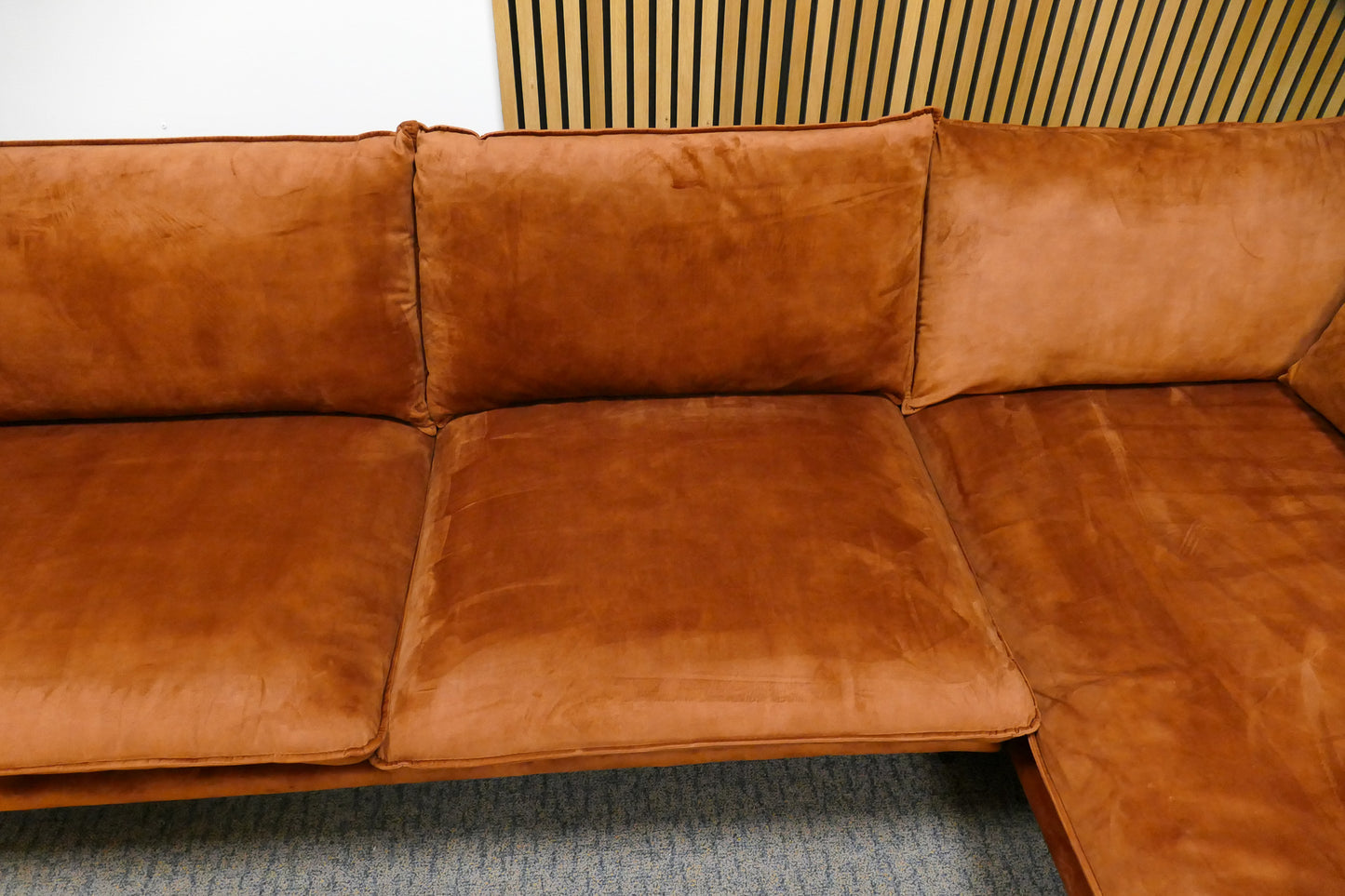 Refurbished Chaise Longue Red Velvet Fleximeubel