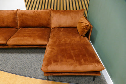 Refurbished Chaise Longue Red Velvet Fleximeubel