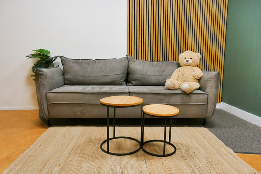 Refurbished 3 Zits Bank Urban Sofa Microvezel Grijs