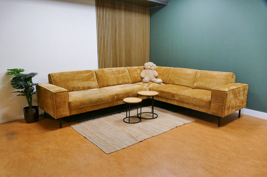 Refurbished Moderne Hoekbank Geel Bouclé