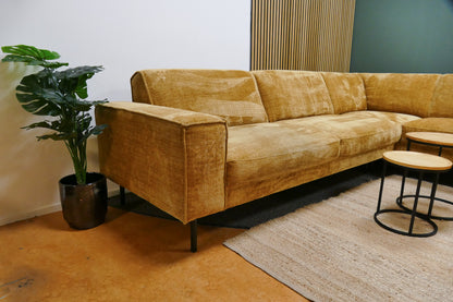 Refurbished Moderne Hoekbank Geel Bouclé