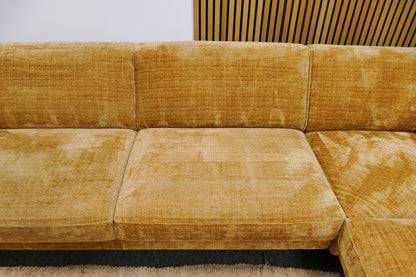 Refurbished Moderne Hoekbank Geel Bouclé
