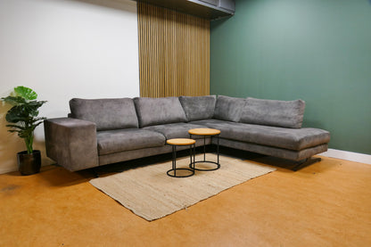 Refurbished Hoekbank Donker Grijs Velvet
