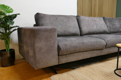 Refurbished Hoekbank Donker Grijs Velvet