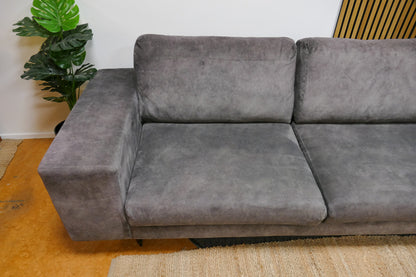 Refurbished Hoekbank Donker Grijs Velvet