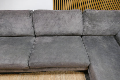 Refurbished Hoekbank Donker Grijs Velvet