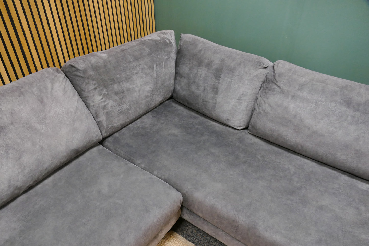 Refurbished Hoekbank Donker Grijs Velvet