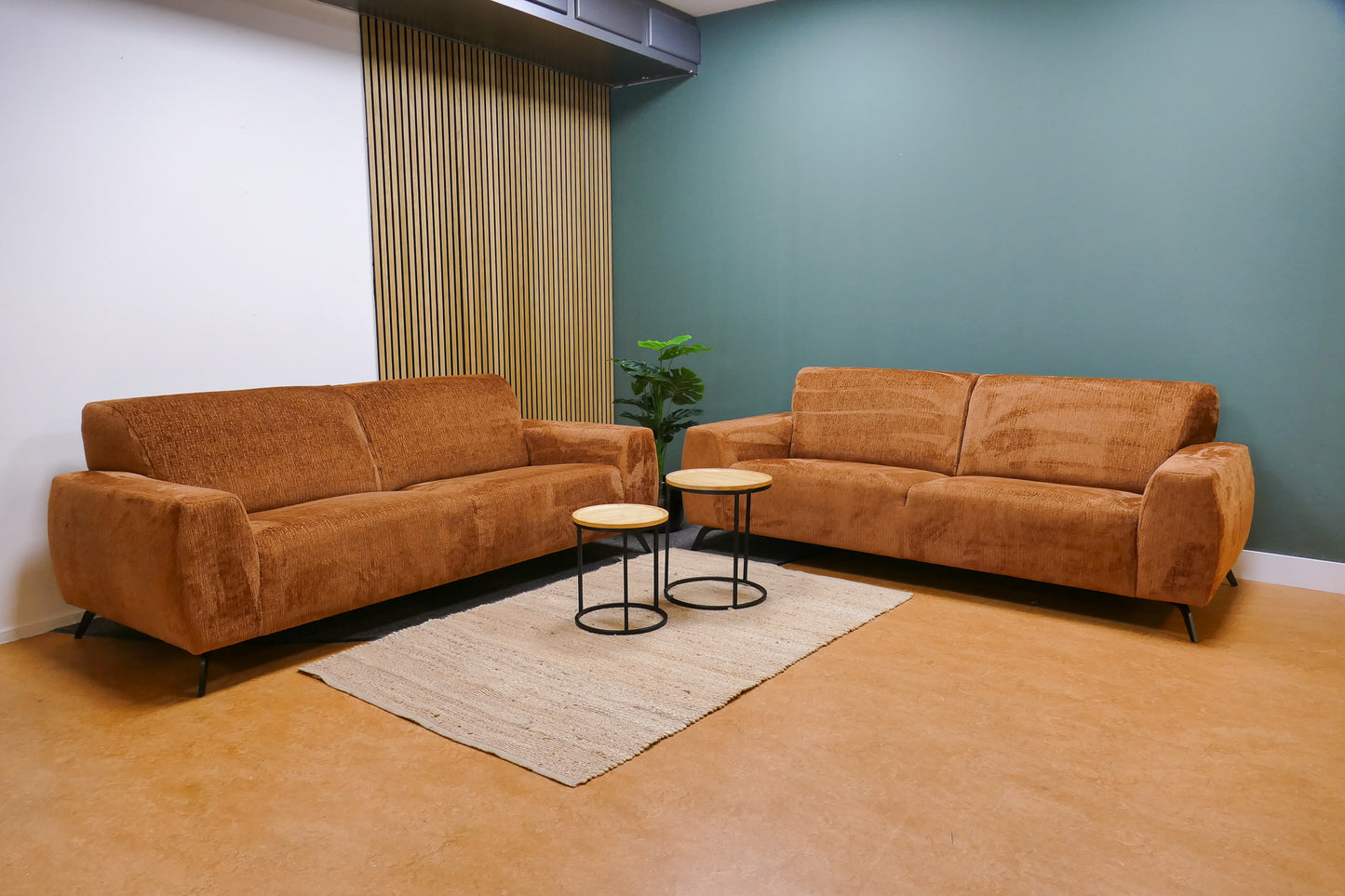 Refurbished banken set oranje + fauteuil