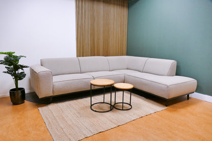 Refurbished hoekbank bouclé beige