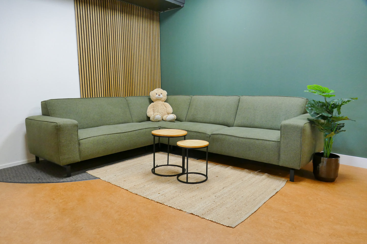 Refurbished Hoekbank Trendhopper Groen Gemêleerd