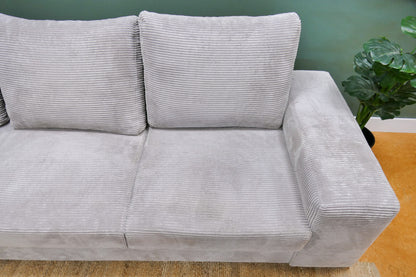 Refurbished Chaise Longue Ribstof Lichtgrijs