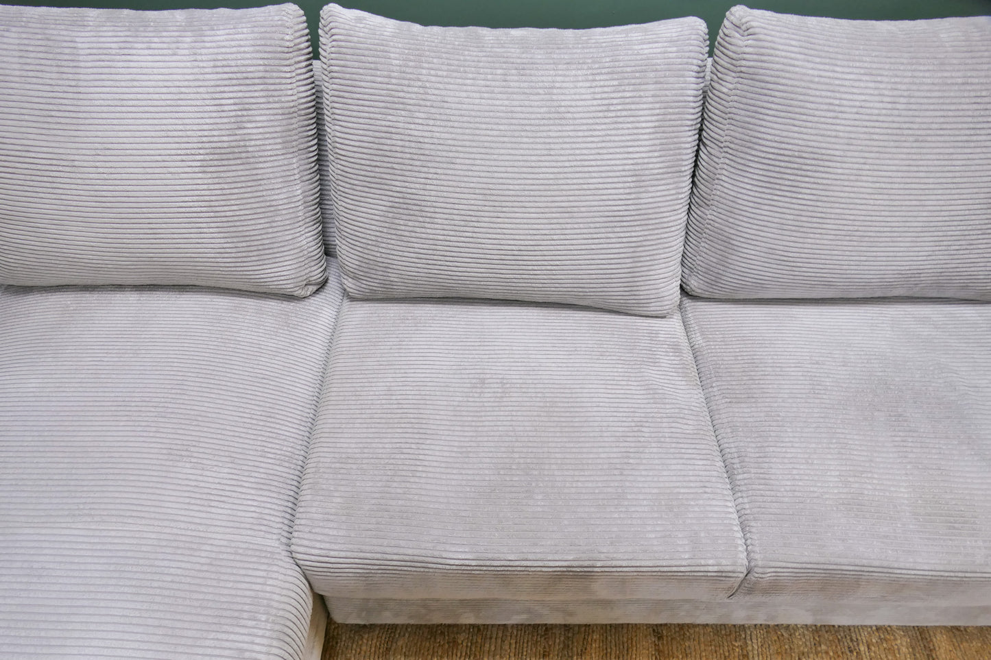 Refurbished Chaise Longue Ribstof Lichtgrijs