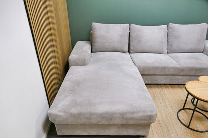 Refurbished Chaise Longue Ribstof Lichtgrijs