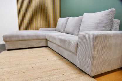 Refurbished Chaise Longue Ribstof Lichtgrijs