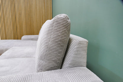 Refurbished Chaise Longue Ribstof Lichtgrijs